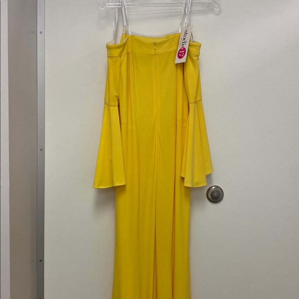 Elegant Canary Yellow Off-Shoulder Dress - Picture 6 of 8
